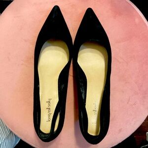 Black suede kitten heels